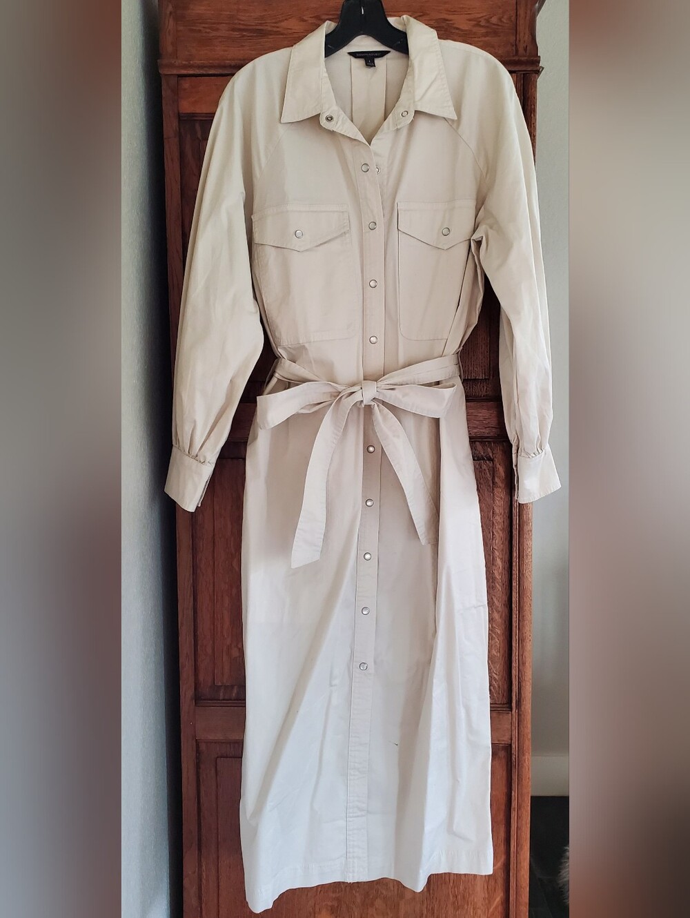 BANANA REPUBLIC NEUTRAL CREAM COTTON UTILITY SHIRTDRESS NWT LARGE
